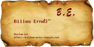 Billes Ernő névjegykártya